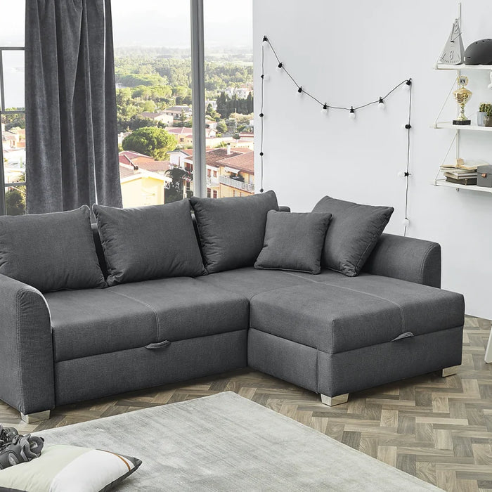 A kis méretű L alakú kanapé is lehet komfortos