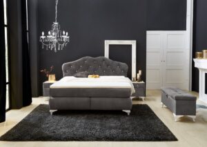 Yasmin Boxspring szürke franciaágy